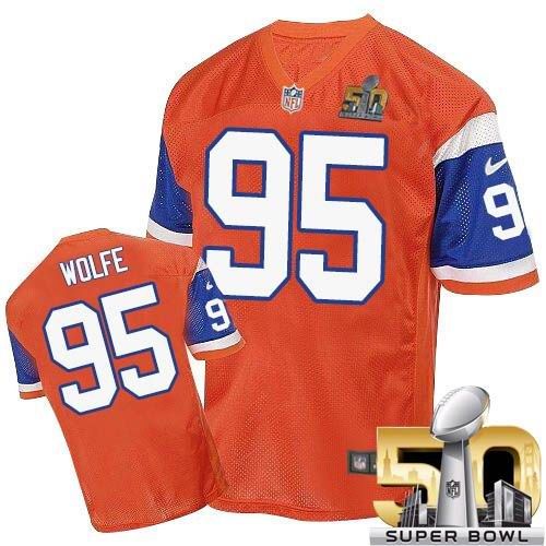 Nike Broncos #95 Derek Wolfe Orange Throwback Super Bowl 50 Men's Stitched NFL Elite Jersey